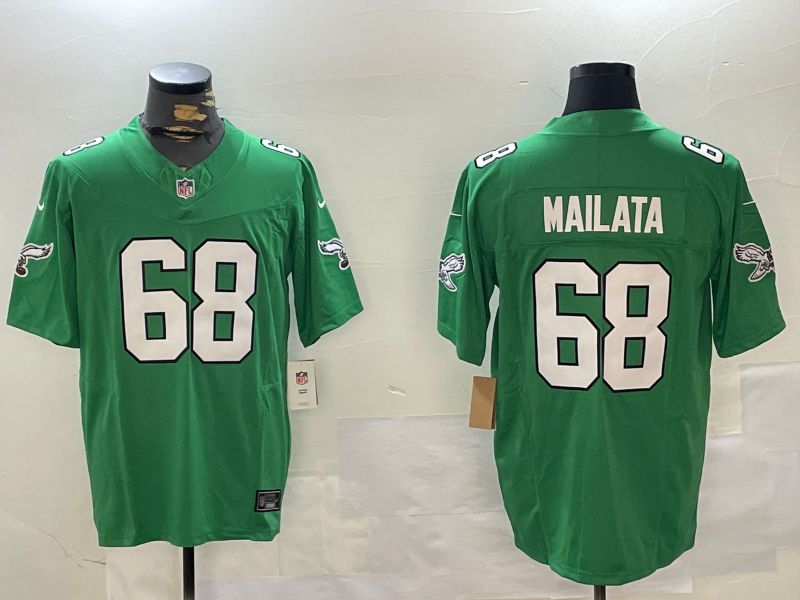 Men Philadelphia Eagles #68 Mailata Green Throwback 2024 Nike Vapor Limited NFL Jersey style 1